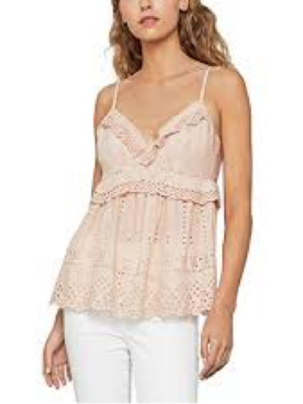 BCBGMaxAzria Blush Pink Lace-Trim Camisole